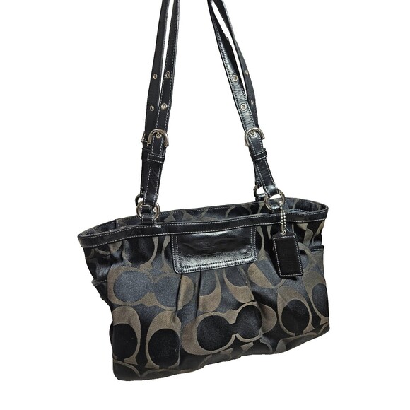 Coach Signature Black & Brown Shoulder Bag - Classic Pattern, Stylish Design - Picture 1 of 12